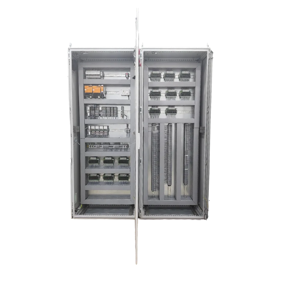 Large PLC control panel dual enclosure open
