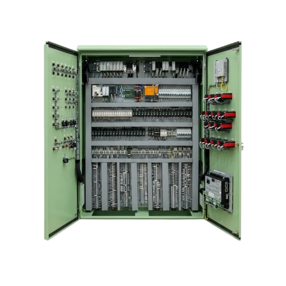 Marine PMS panel internal view green enclosure